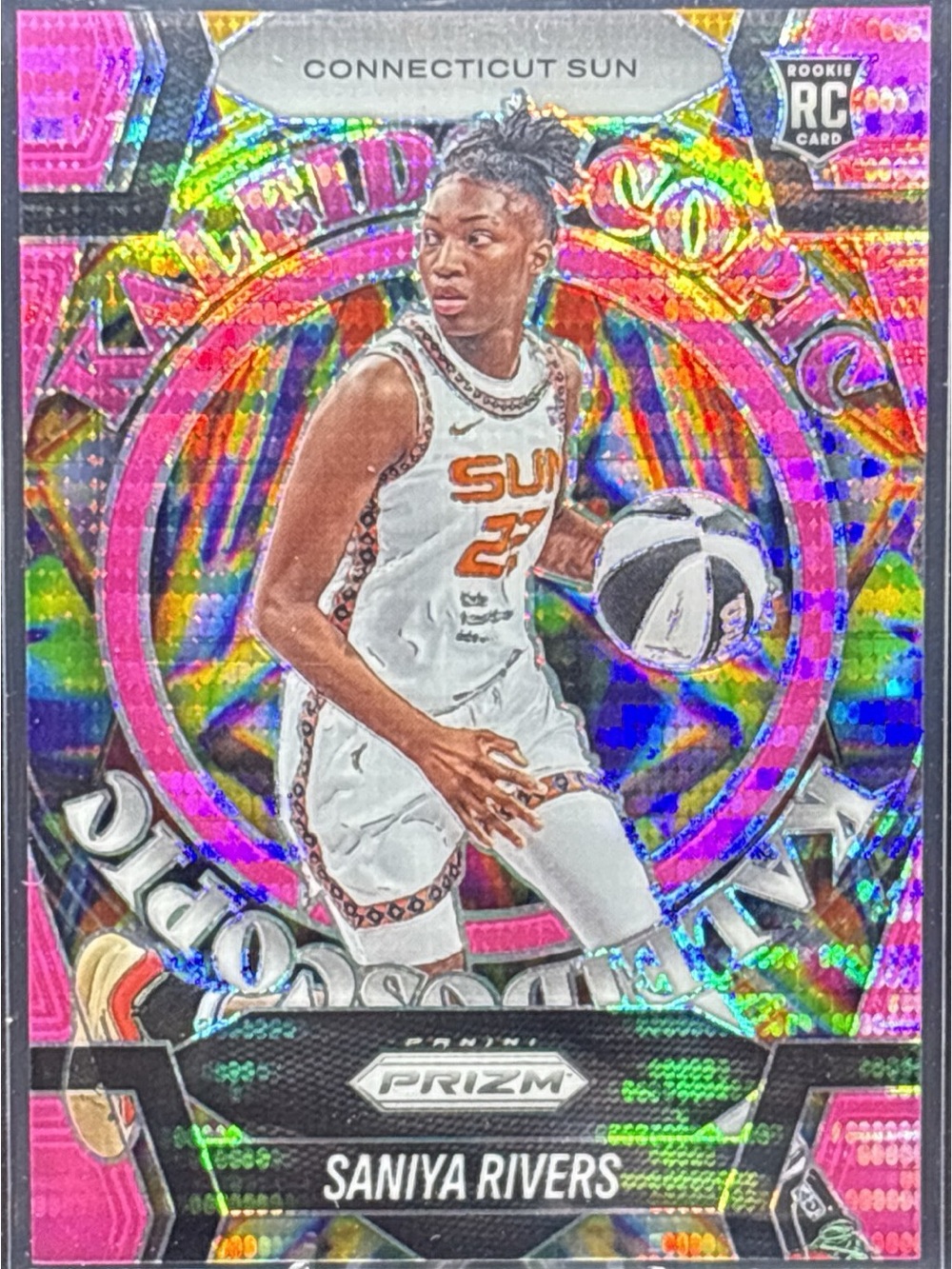 Panini Prizm Saniya Rivers Pink Parallel Rookie Card Kaleidoscopic LE 51/75